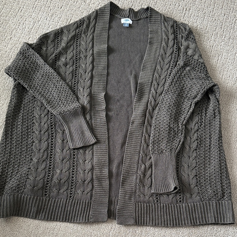 Old Navy Olive Green Cable Knit Duster Cardigan